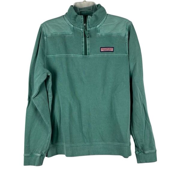 Vineyard Vines Fleece Dark Seafoam Green Shep Shirt Pullover 1/4 Zip Sweater XL - Picture 1 of 14